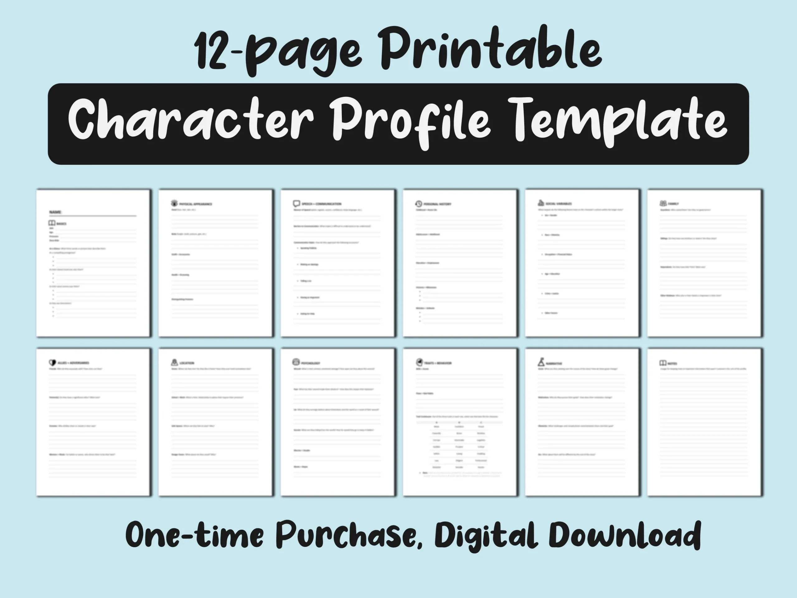 Printable Character Profile Template Character Creation Tool 
