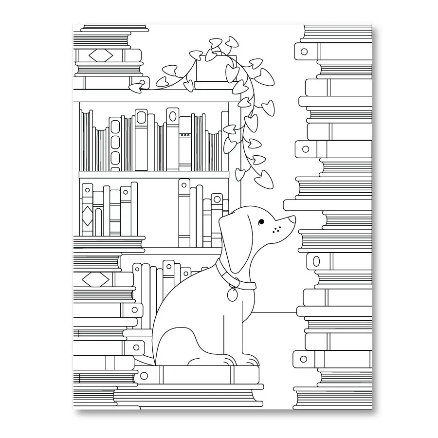 Printable Coloring Page Dogs And Books The New York Public 