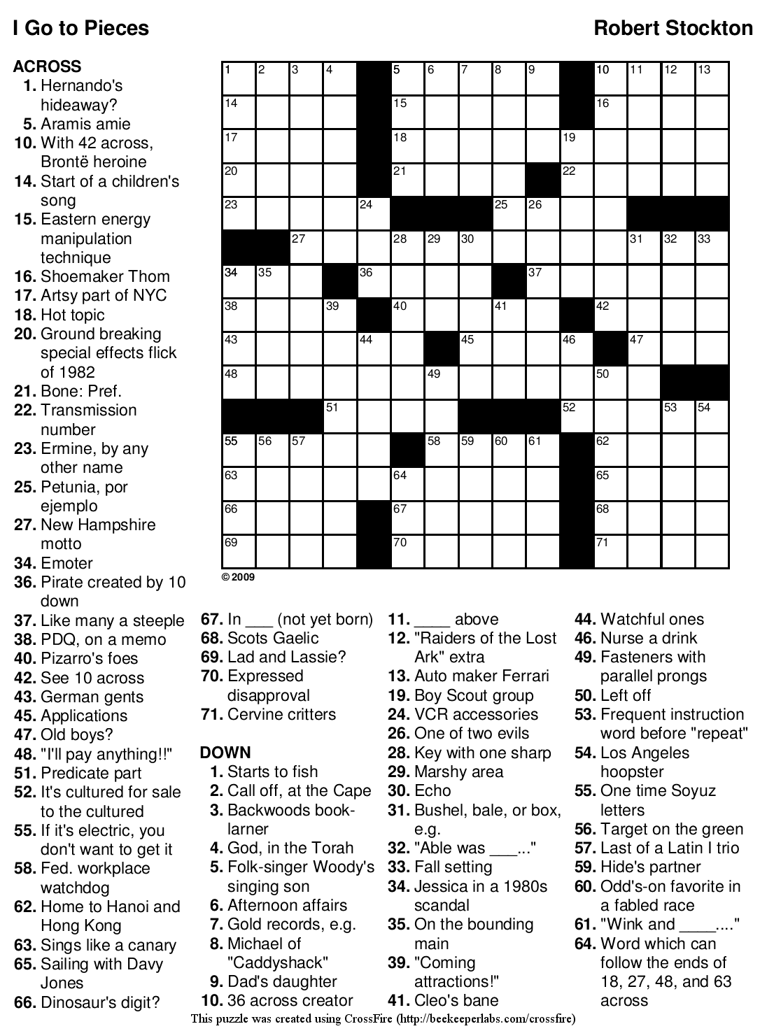 Printable Large Print Crossword Puzzles Free