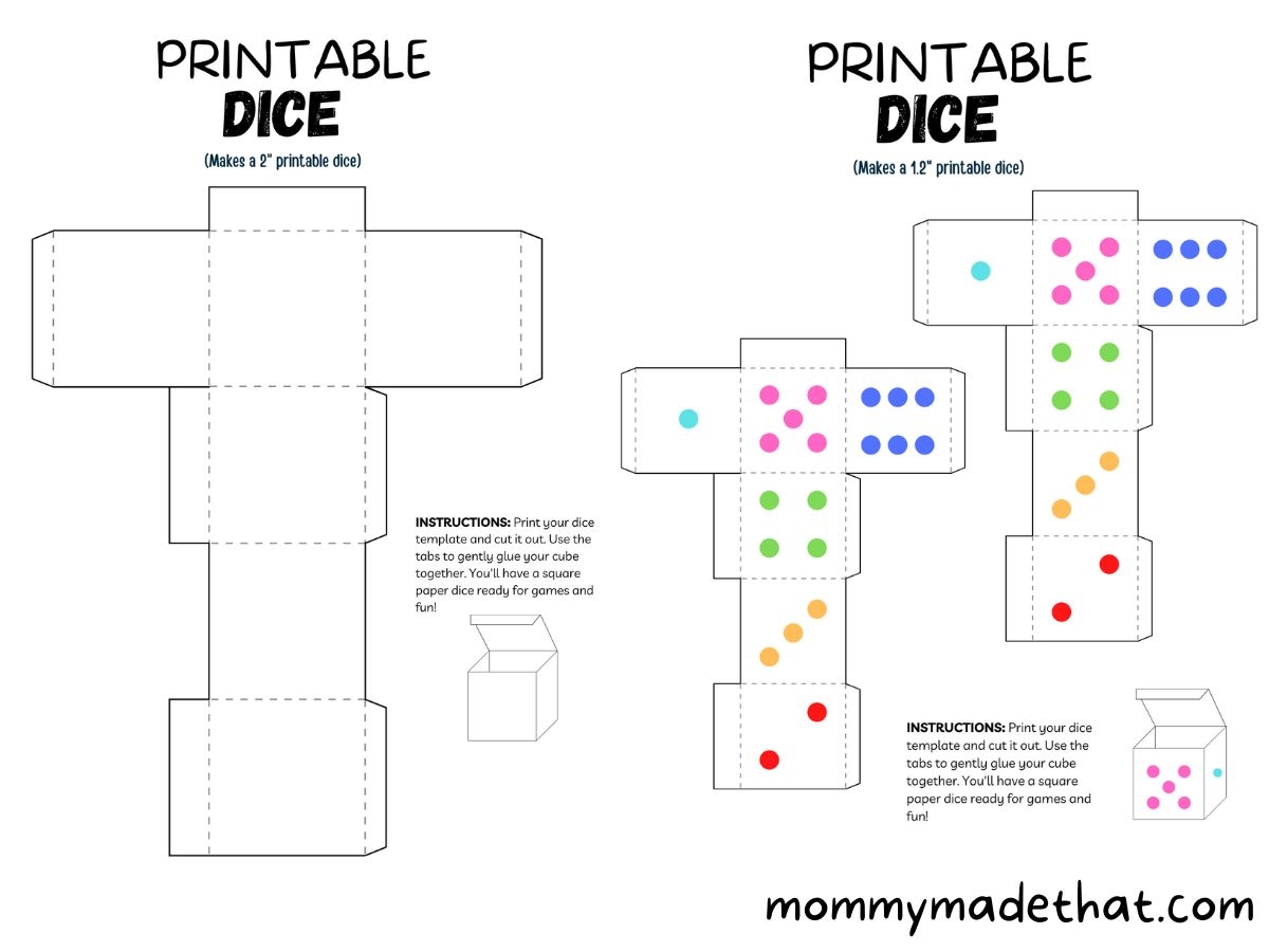 Dice Printable Template