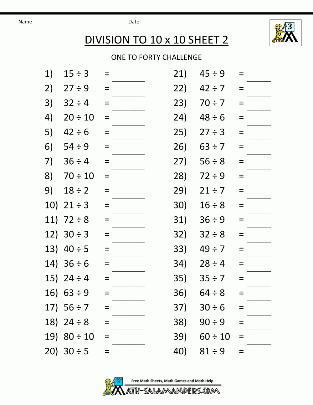 Printable Division Worksheets 3rd amp 4th Grade
