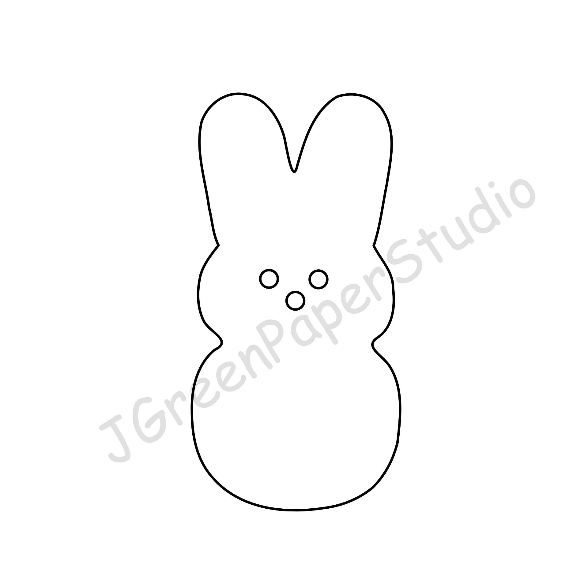 Printable Easter Bunny Peeps Template Kids Coloring Page Stencil 