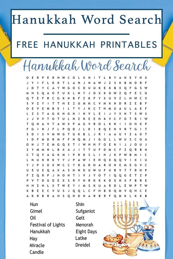 Hanukkah Word Search Printable