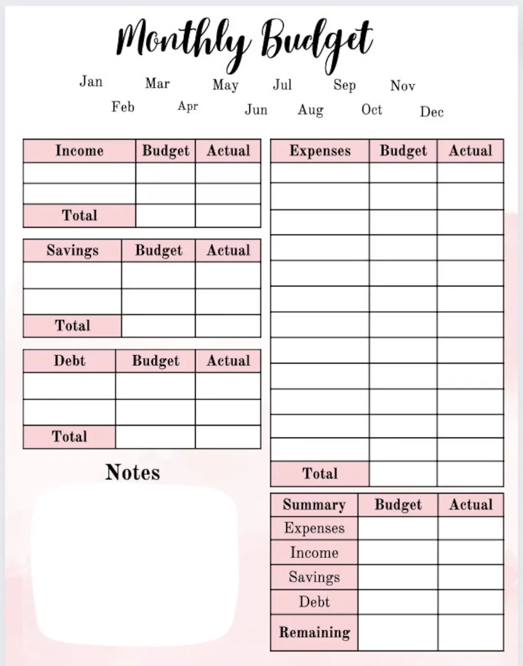 Printable Easy Budget Worksheet For Beginners
