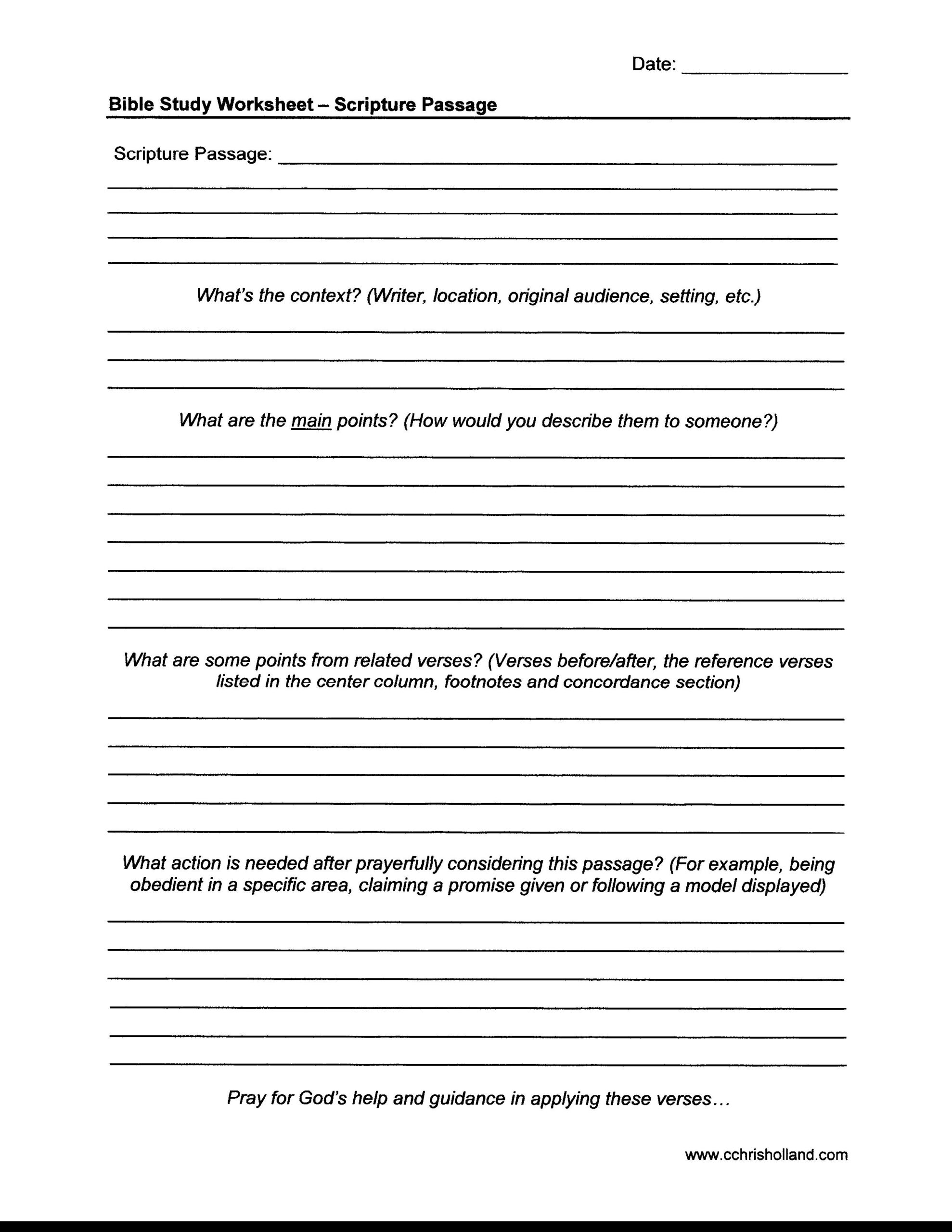 Printable Bible Worksheets Pdf