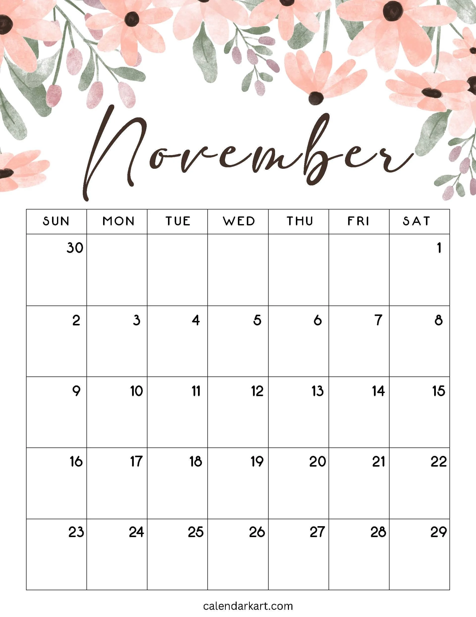 Printable November Calendars