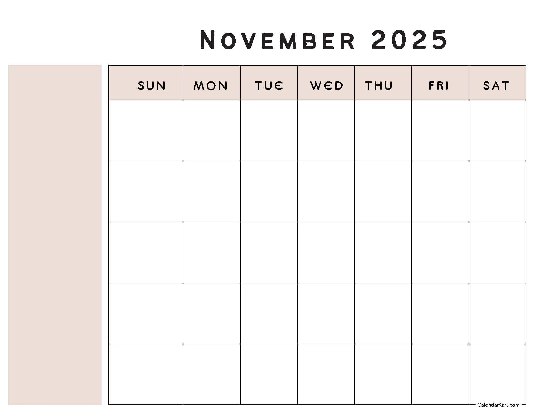 Printable Blank Novembercalendars