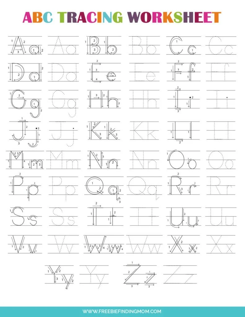 Kindergarten Free Printable Preschool Worksheets Tracing Letters
