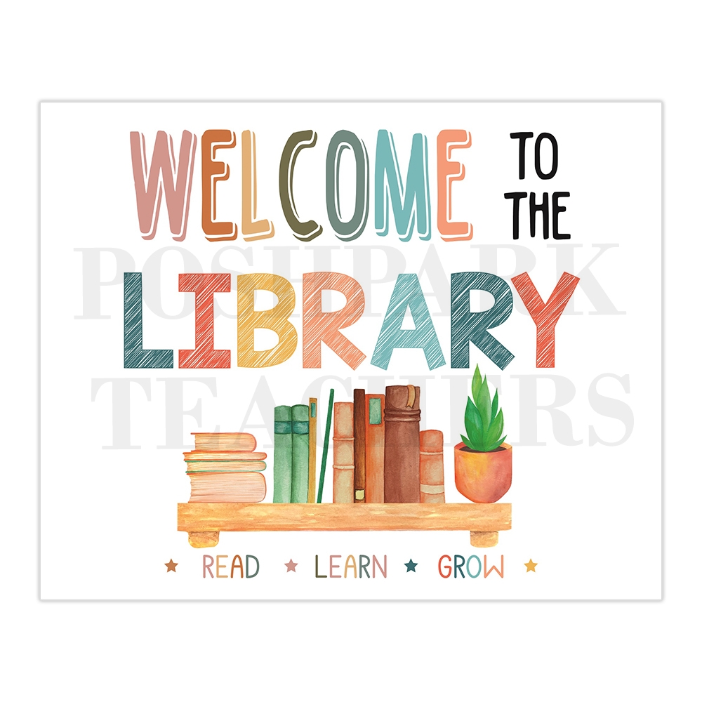 Printable School Library Welcome Sign Library Wall Art For School 