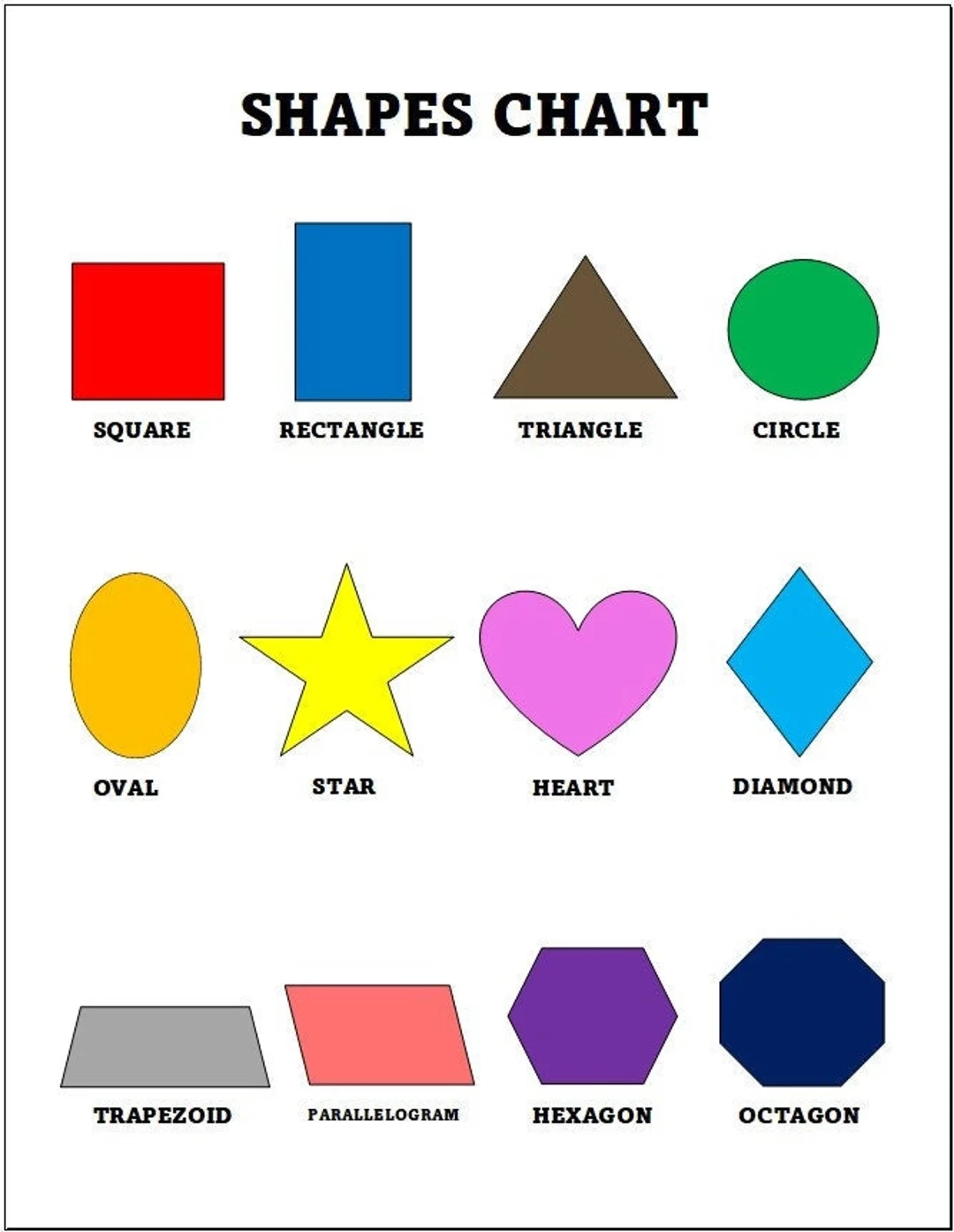 Printable Colors And Shapes