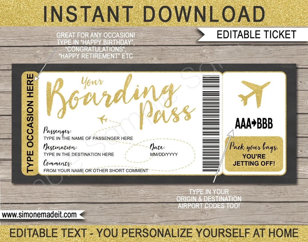 Airline Ticket Template Printable