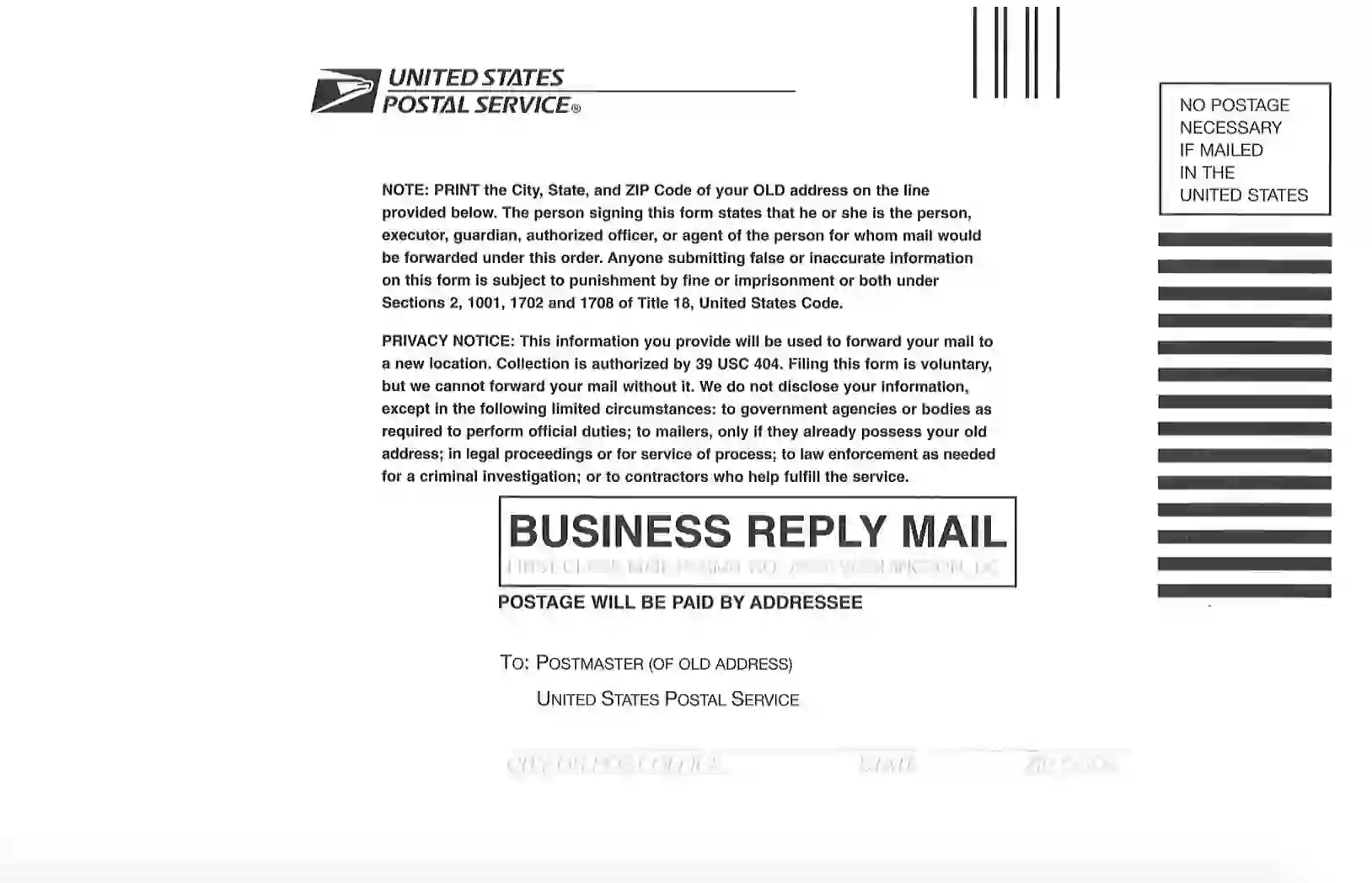 Usps Change Of Address Form Printable 3575