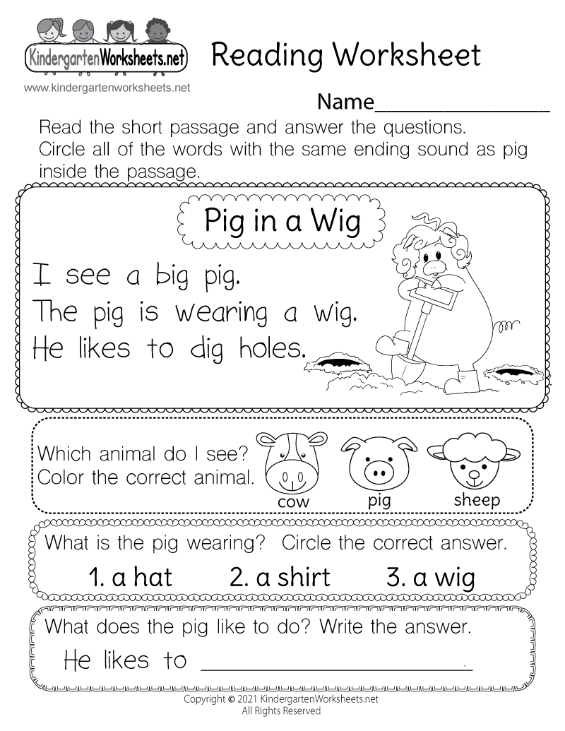 Printable Reading And Writing Worksheets
