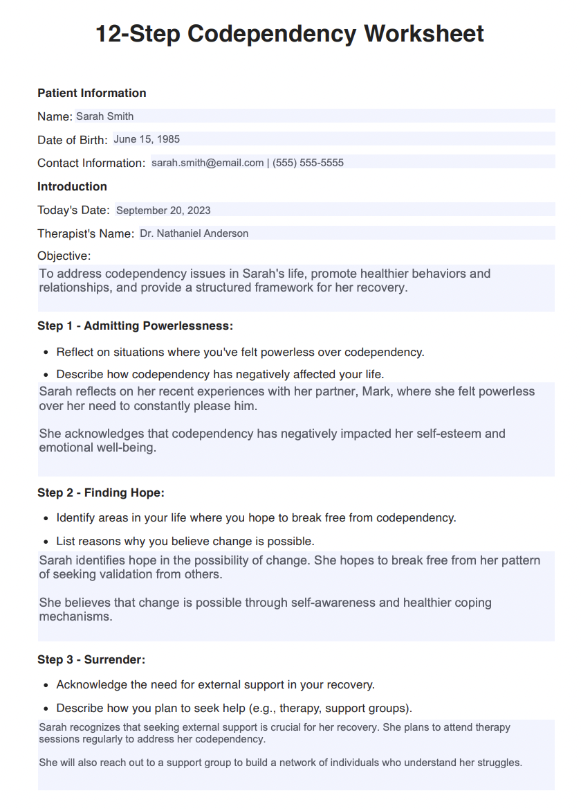 Free Printable Codependency Worksheets
