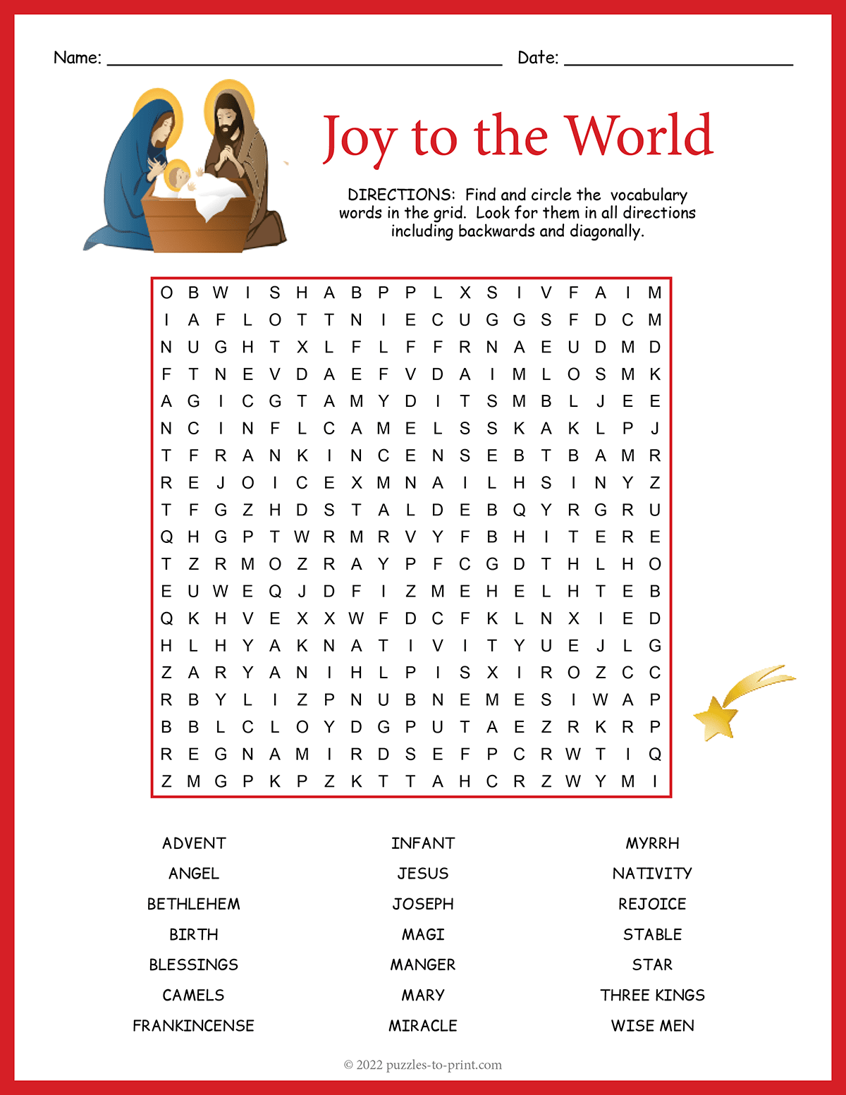 Religious Christmas Word Search