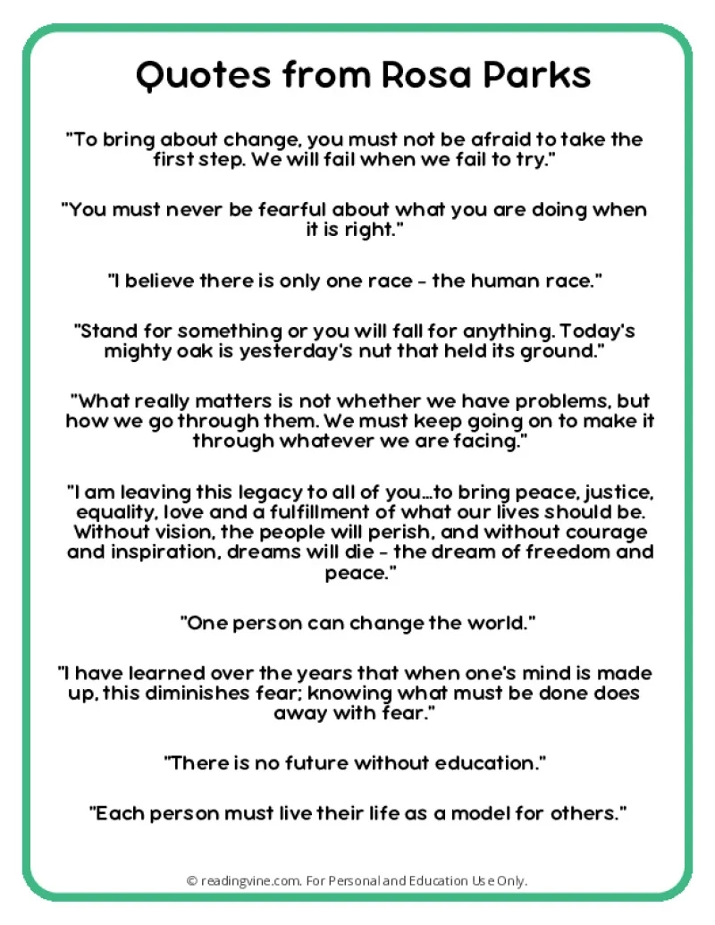 Rosa Parks Quotes Free Printable PDF Posters