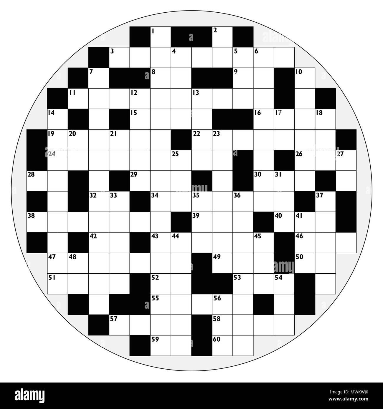 Round Crossword With Empty Boxes To Insert Any Words For A Clear 