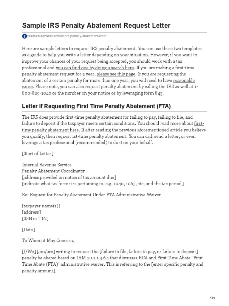 Irs Form For Abatement Of Penalty