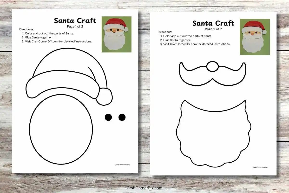 Santa Craft For Kids Free Printable Craft Corner DIY
