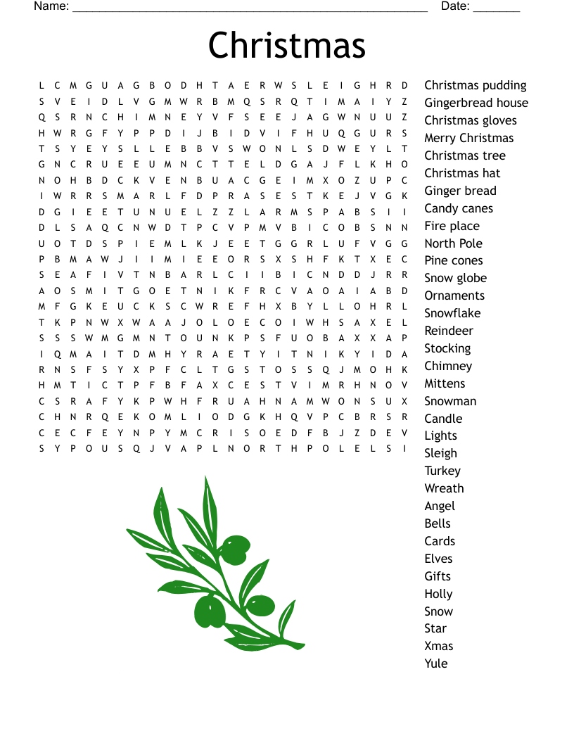 Printable Christmas Word Search Puzzles For Adults