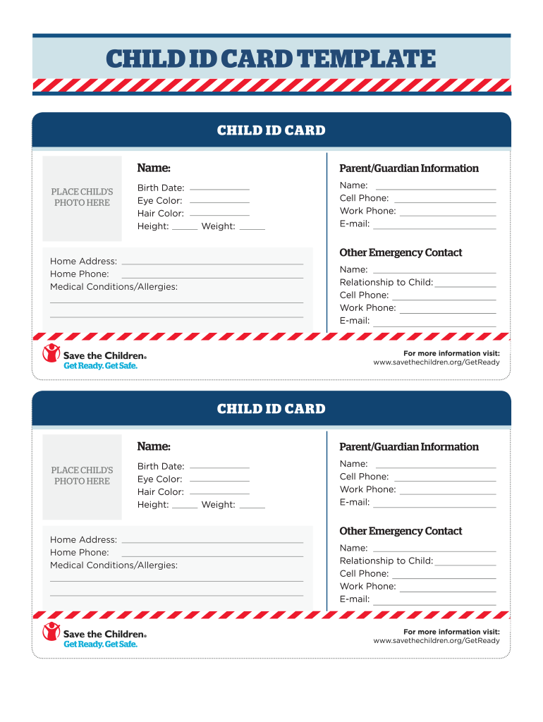 Save Form Children Child ID Card Fill Online Printable 