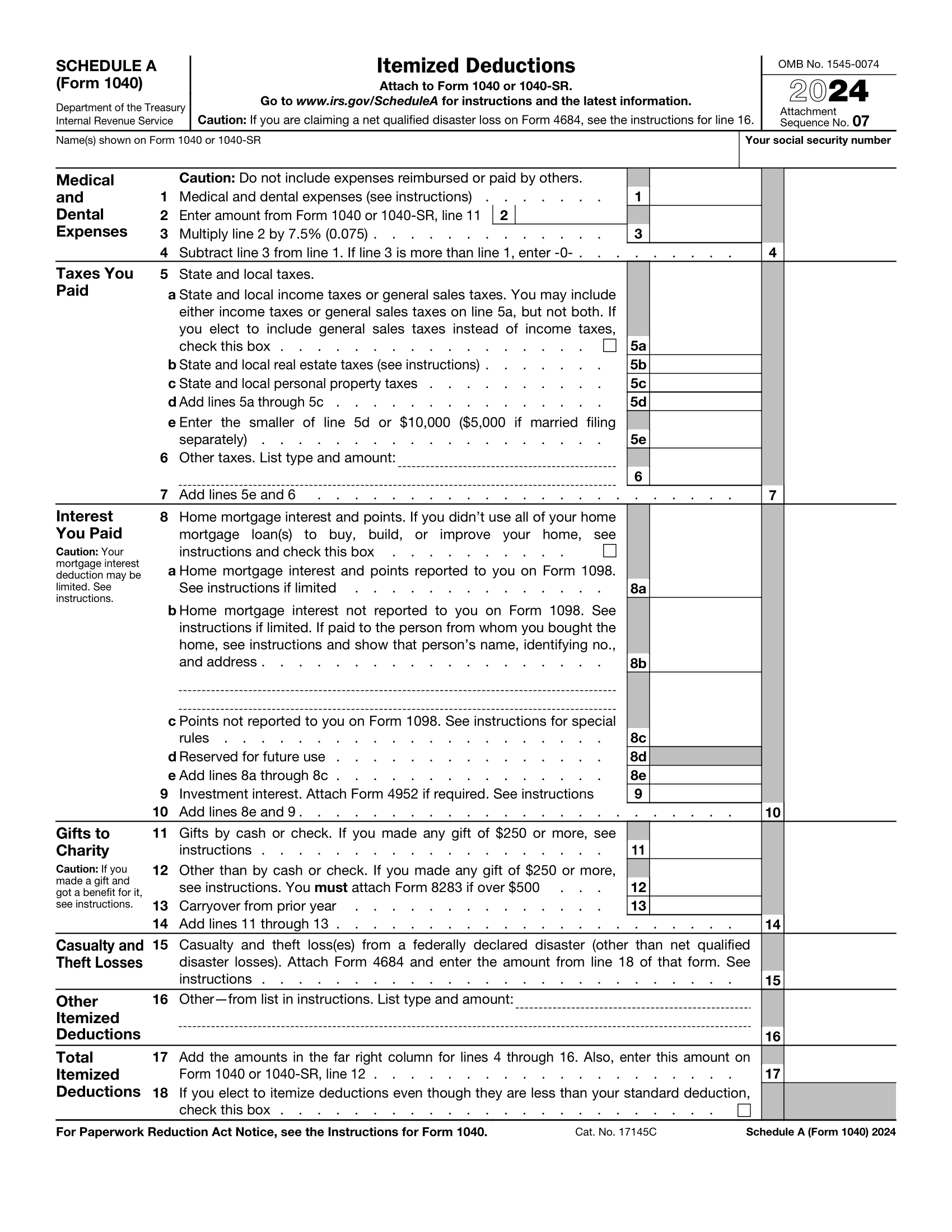 Schedule A Form 1040 A Guide To The Itemized Deduction Bench 