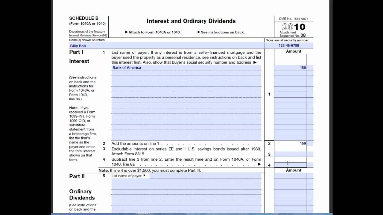 Schedule B Form 1040 