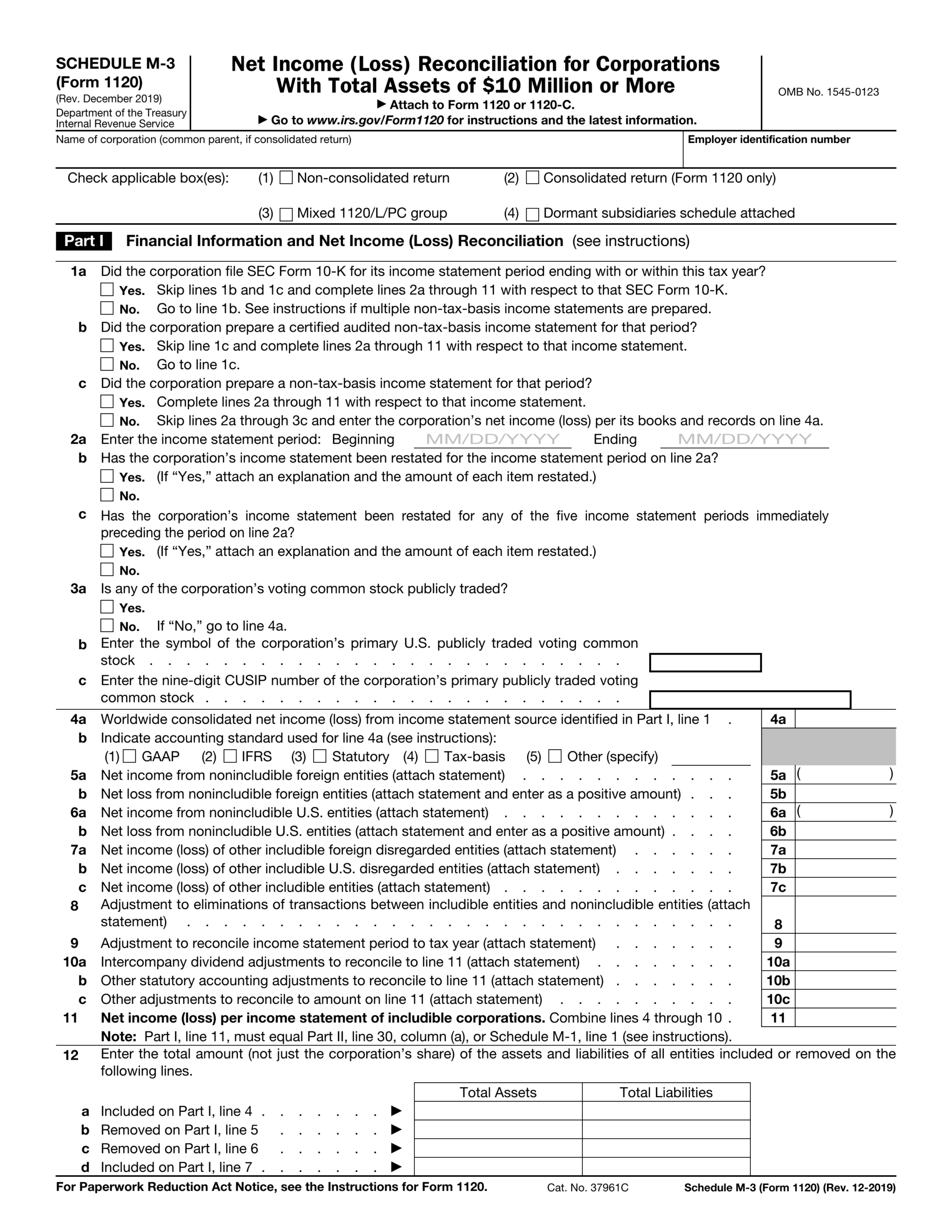 Schedule M 3 Form 1120 Fill In 2024 2025 PDF Guru