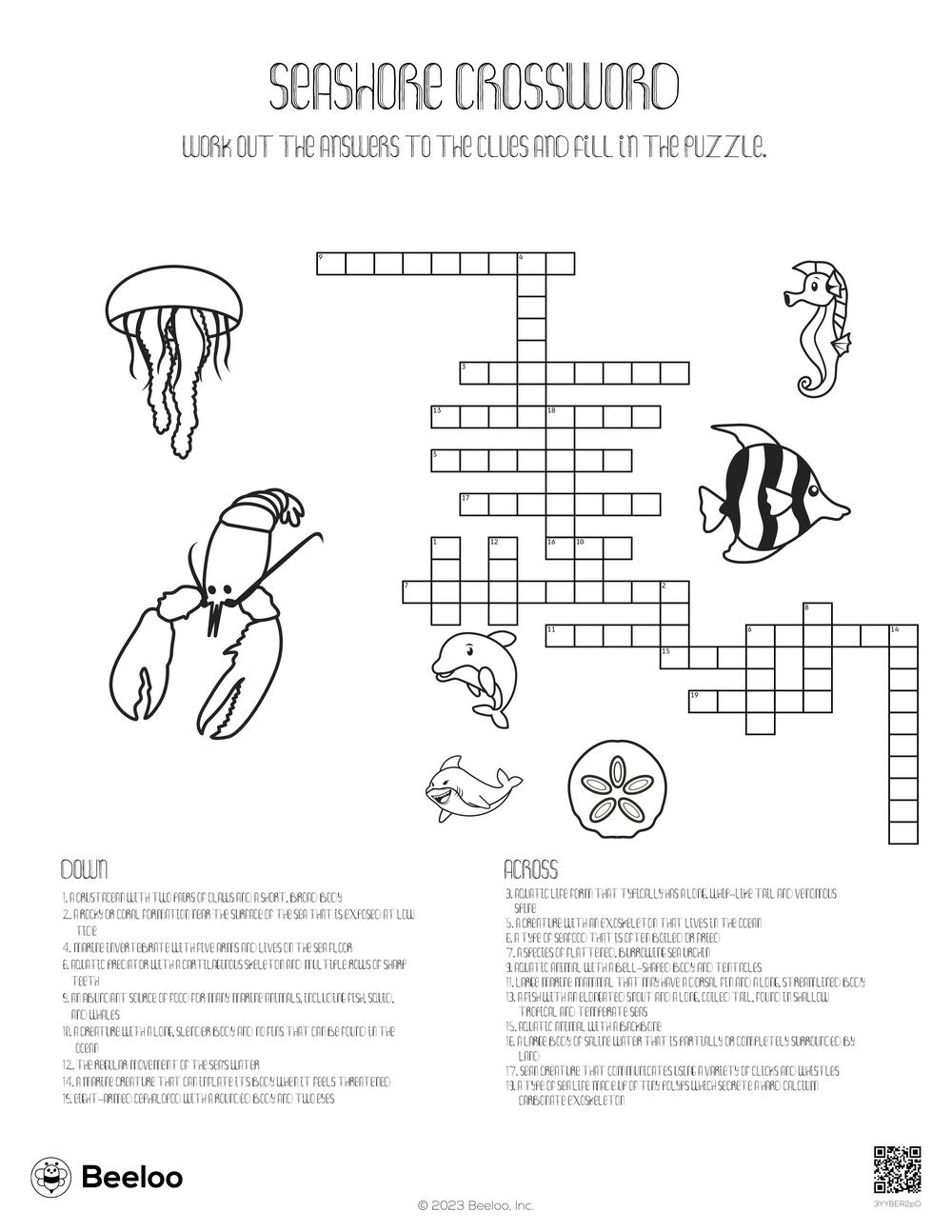 Printable Crossword Puzzles Sea Food