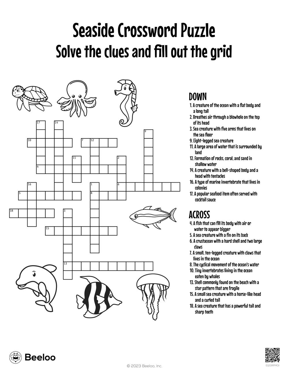 Seaside Crossword Puzzle Beeloo Printable Crafts And Activities 