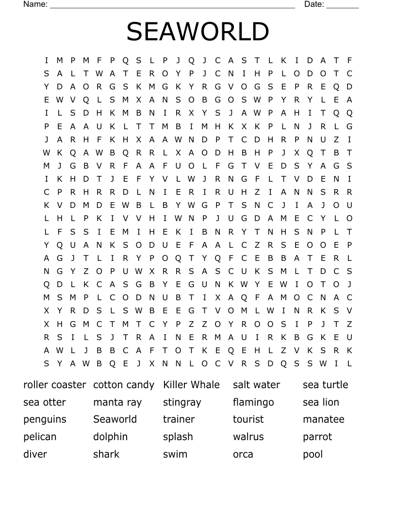 SeaWorld Christmas Word Search WordMint
