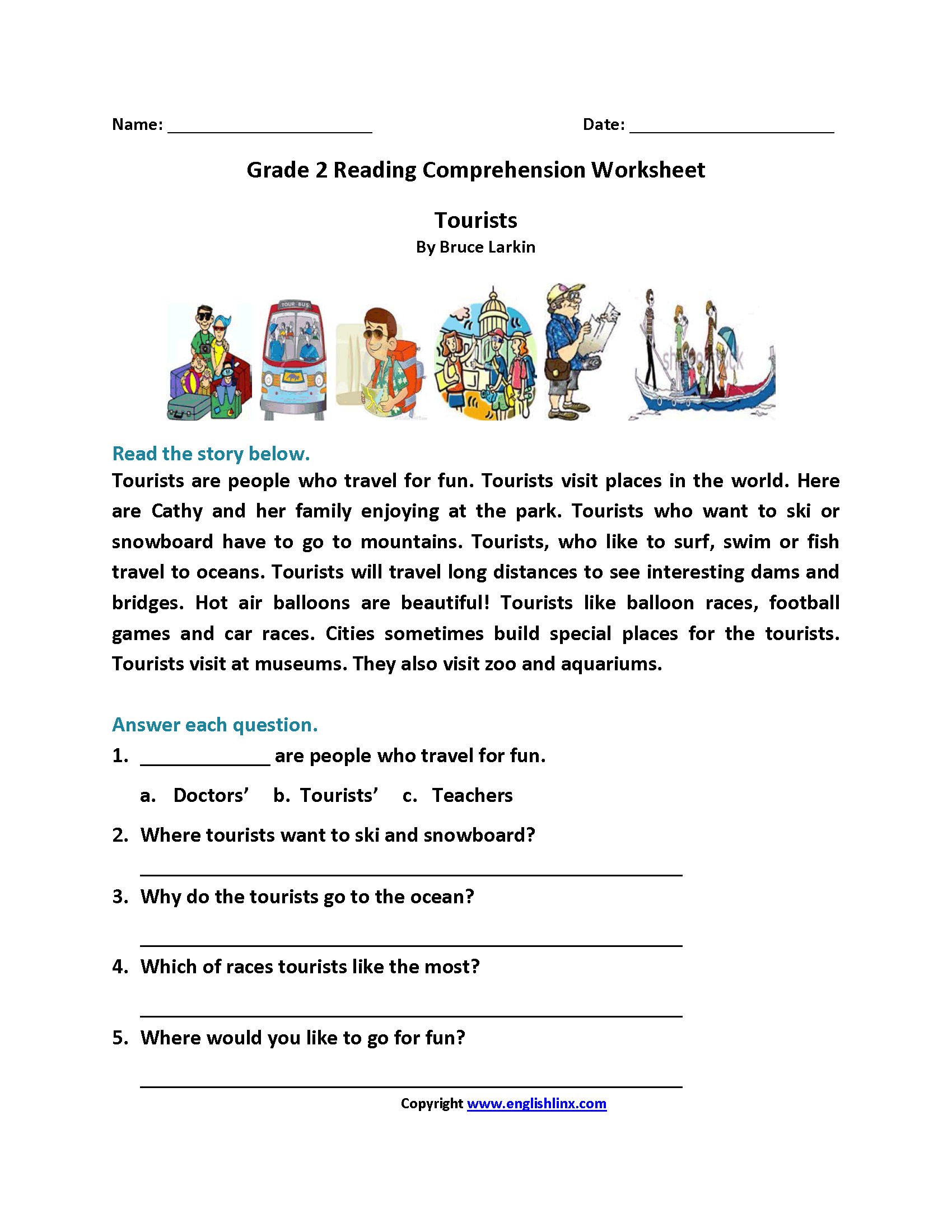 Free Printable Second Grade Reading Worksheet