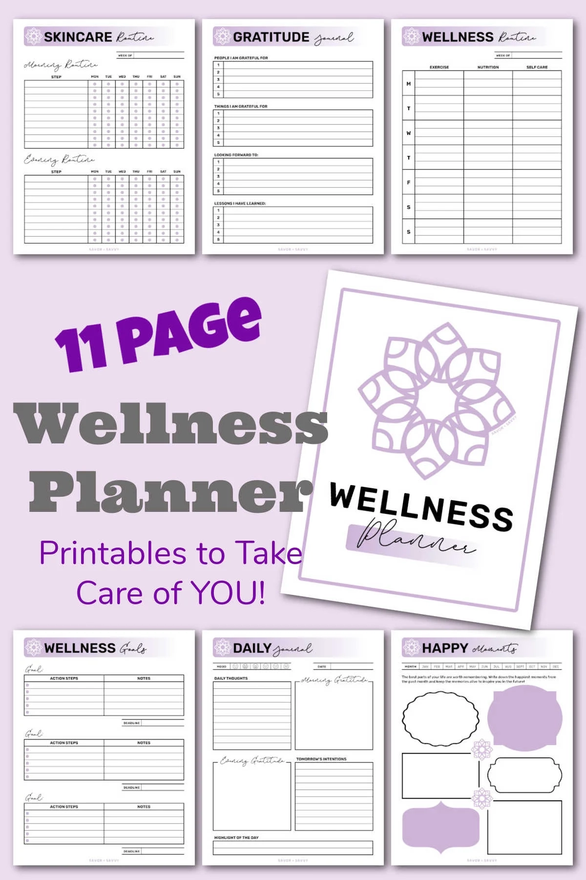 Self Care amp Wellness Printable Journal 11 Pages Savor Savvy