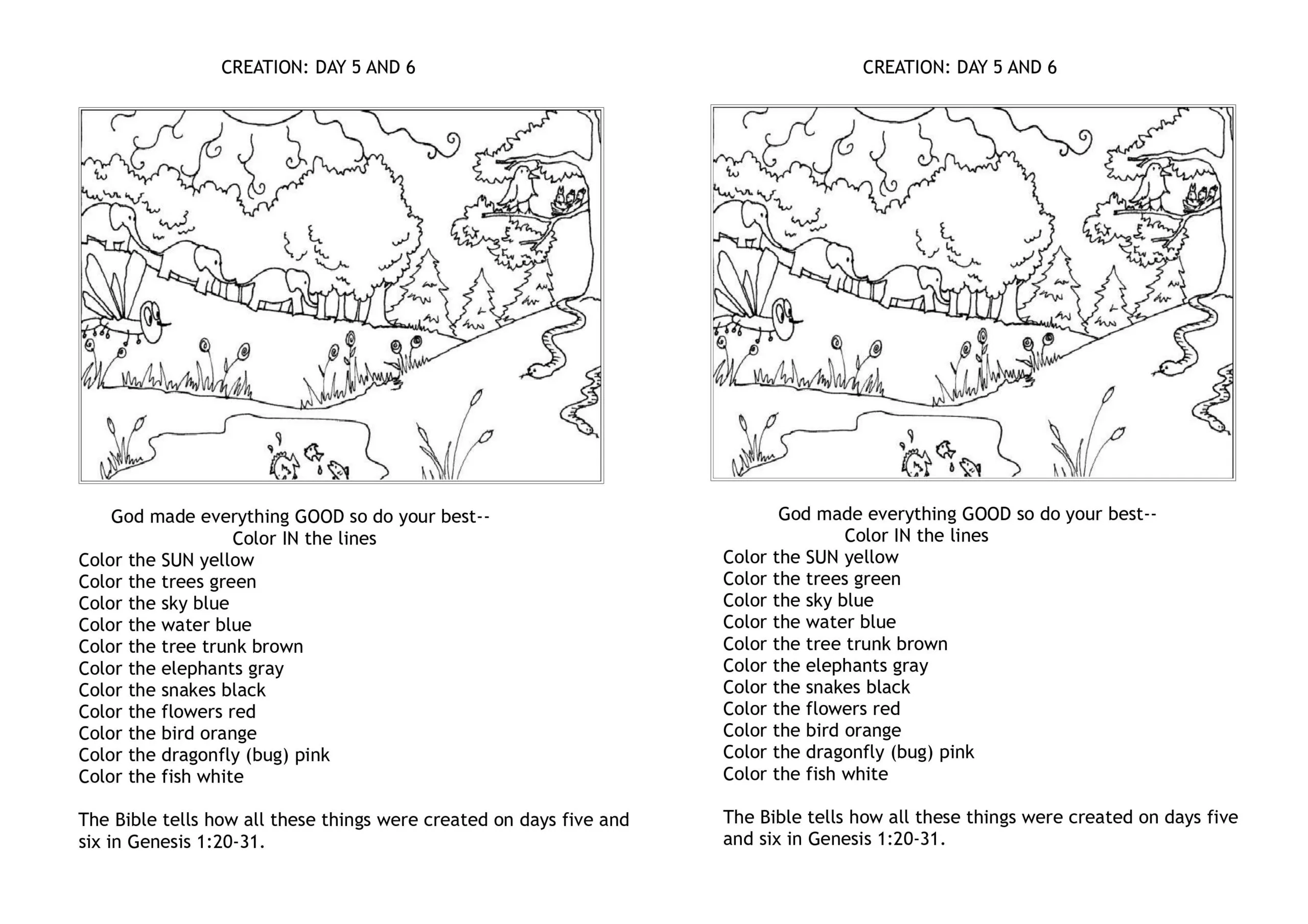 Creation Activity Sheets Free Printables