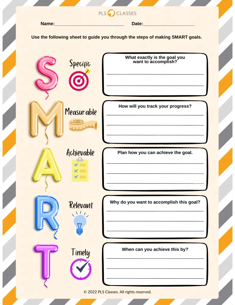 Printable Smart Goal Worksheet