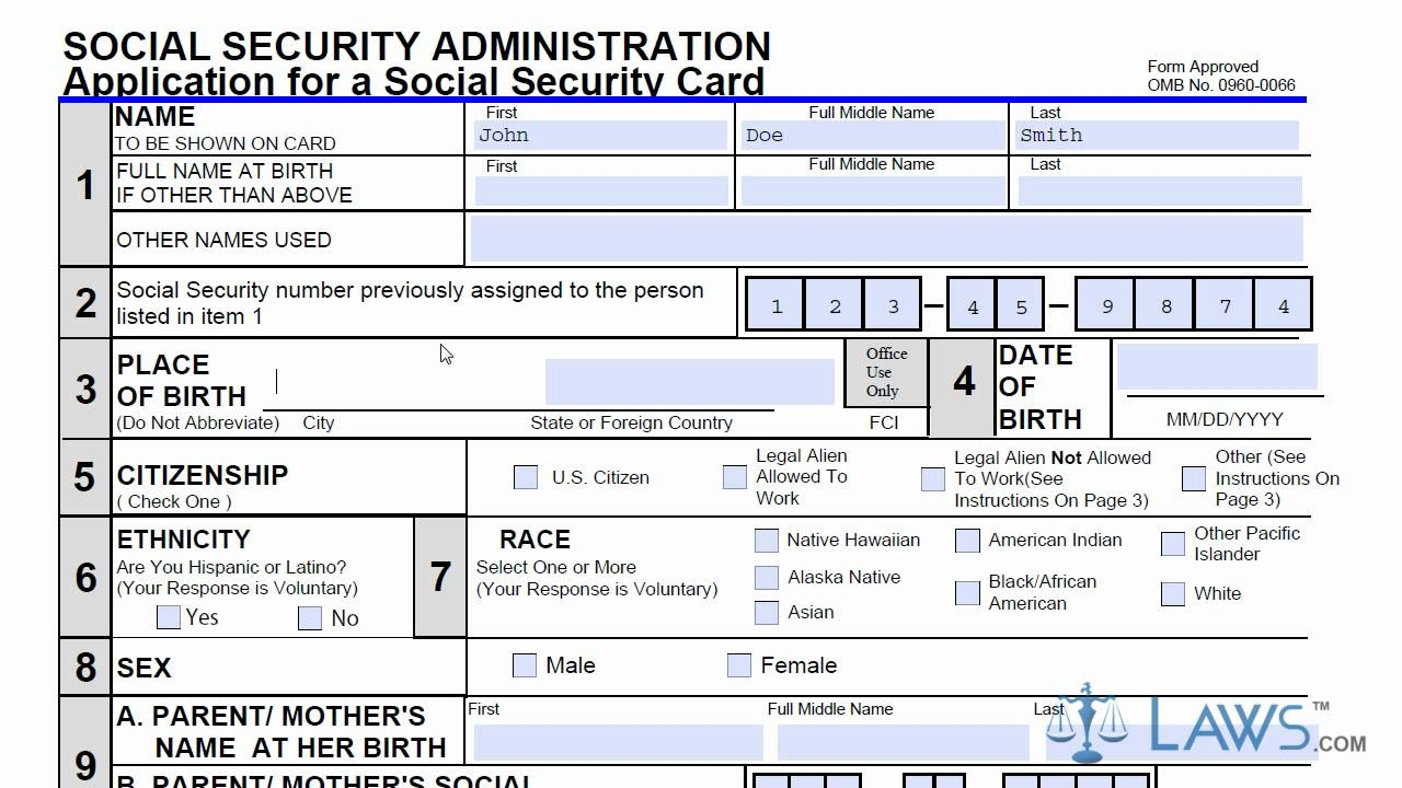 Social Security Form Ss-5 Printable Form