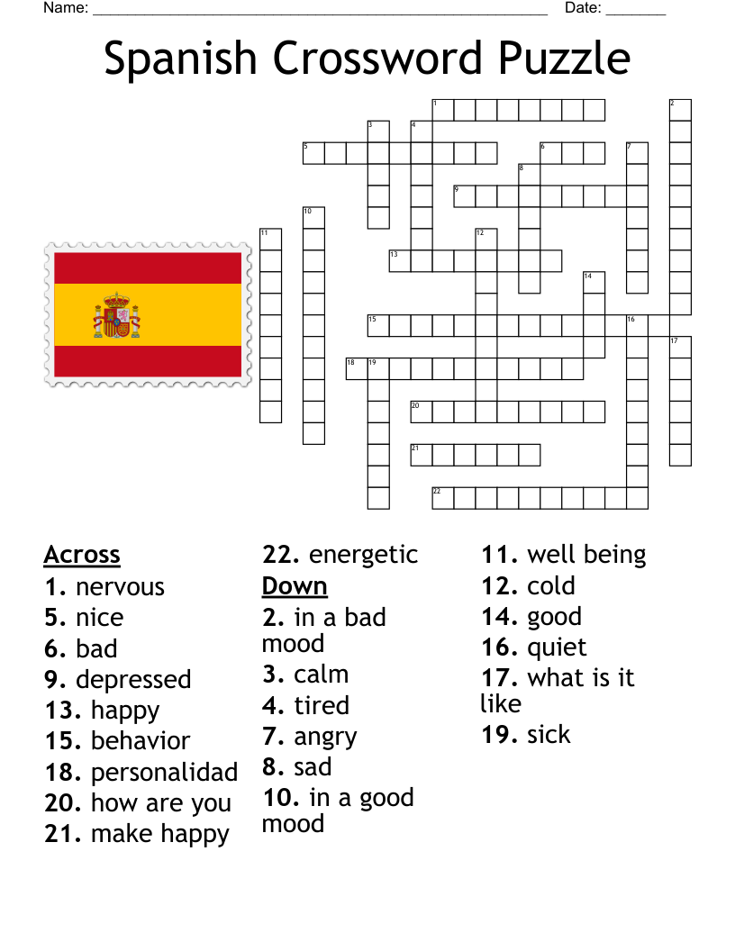 Spanish Crossword Puzzles Printable Free