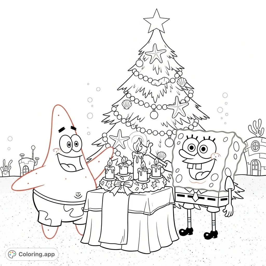 Spongebob Christmas Celebration Coloring app