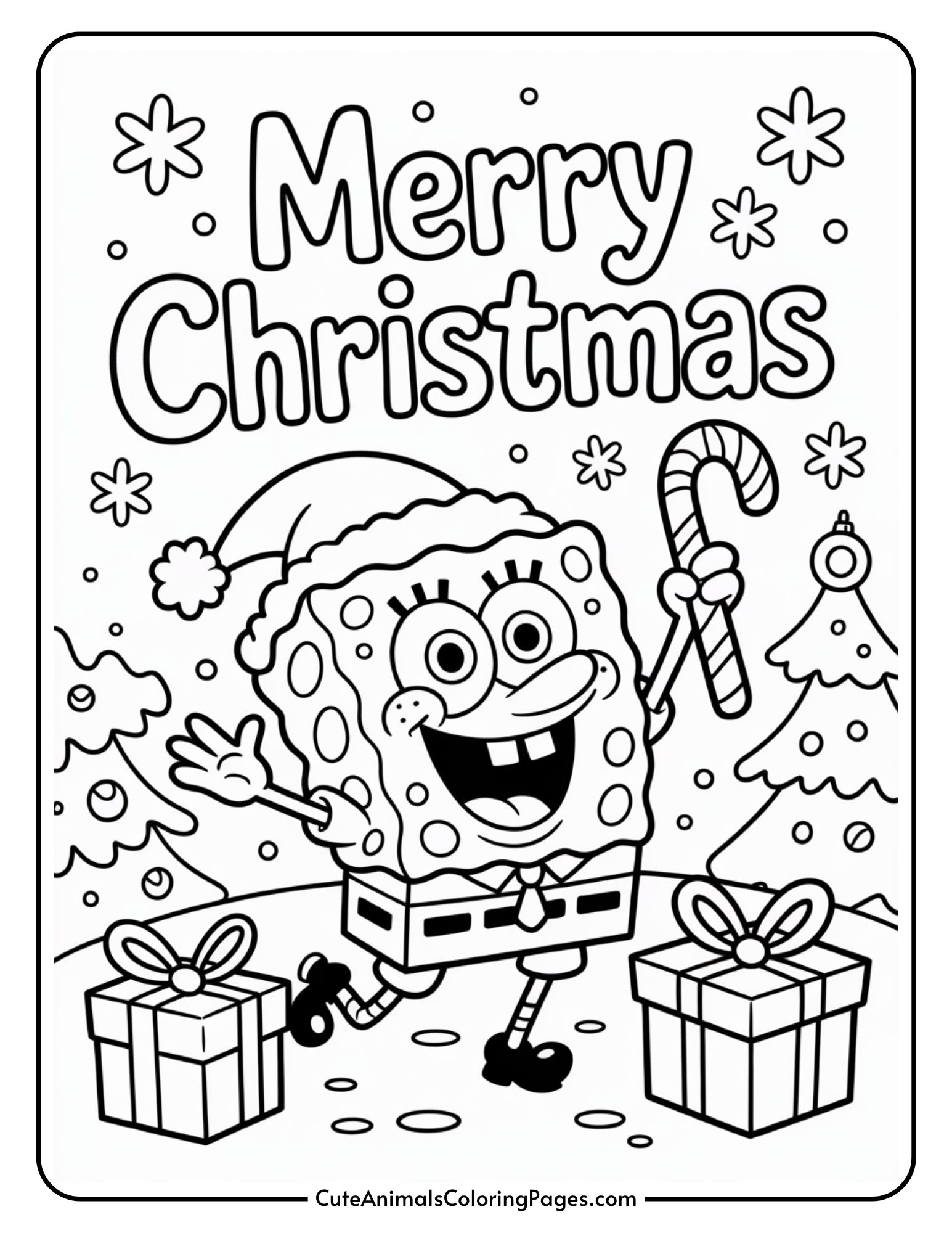 Spongebob Christmas Coloring Pages Printable