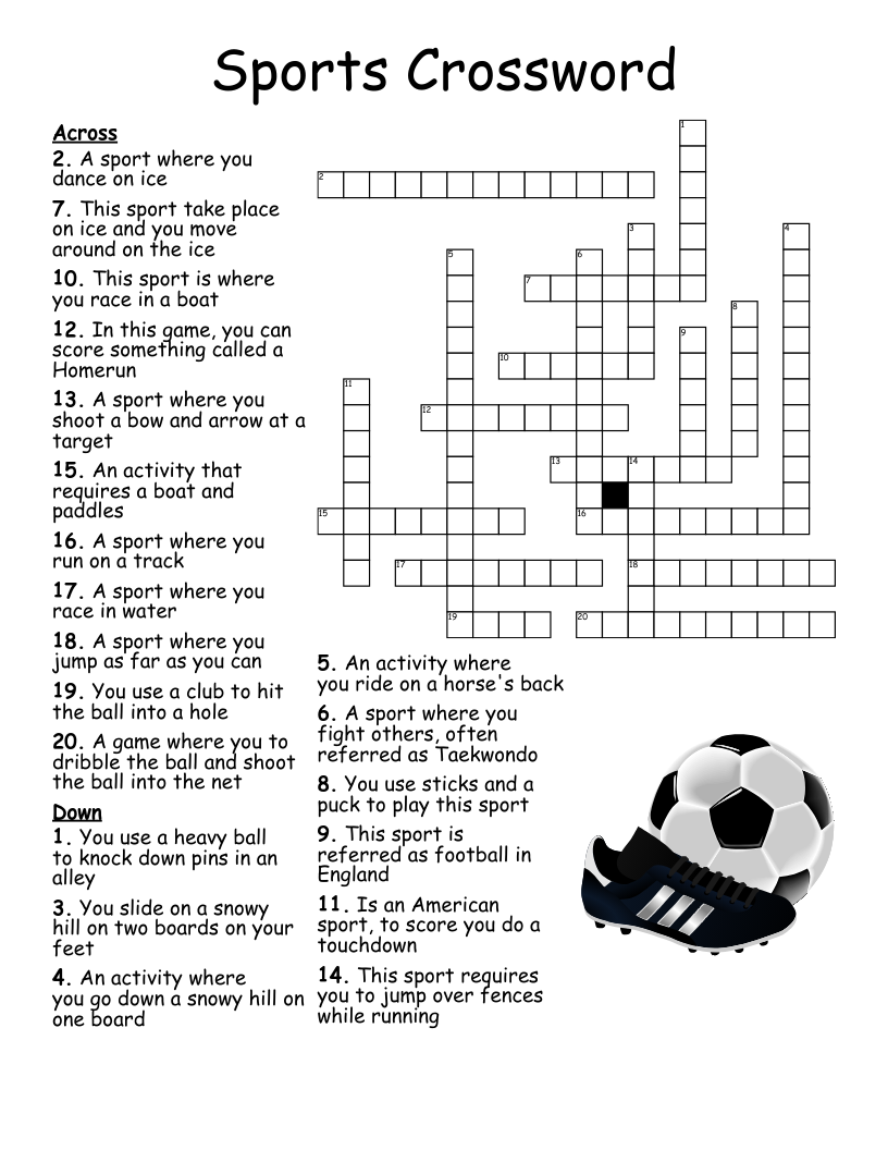 Free Kids Crossword Puzzles Printable Sports