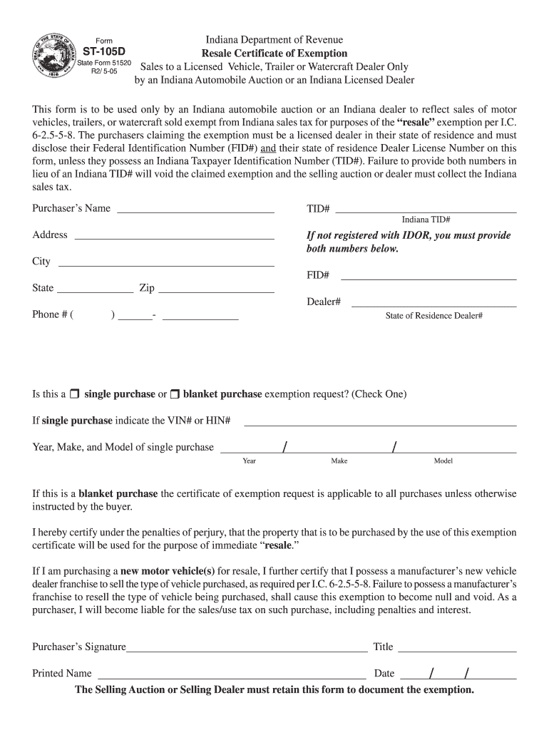 St105 Tax Form Printable