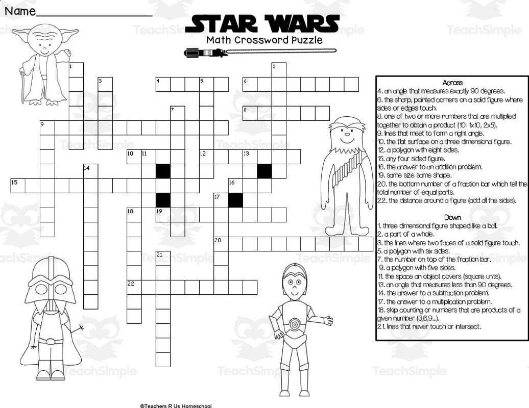 Star Wars Crossword Puzzles Printable