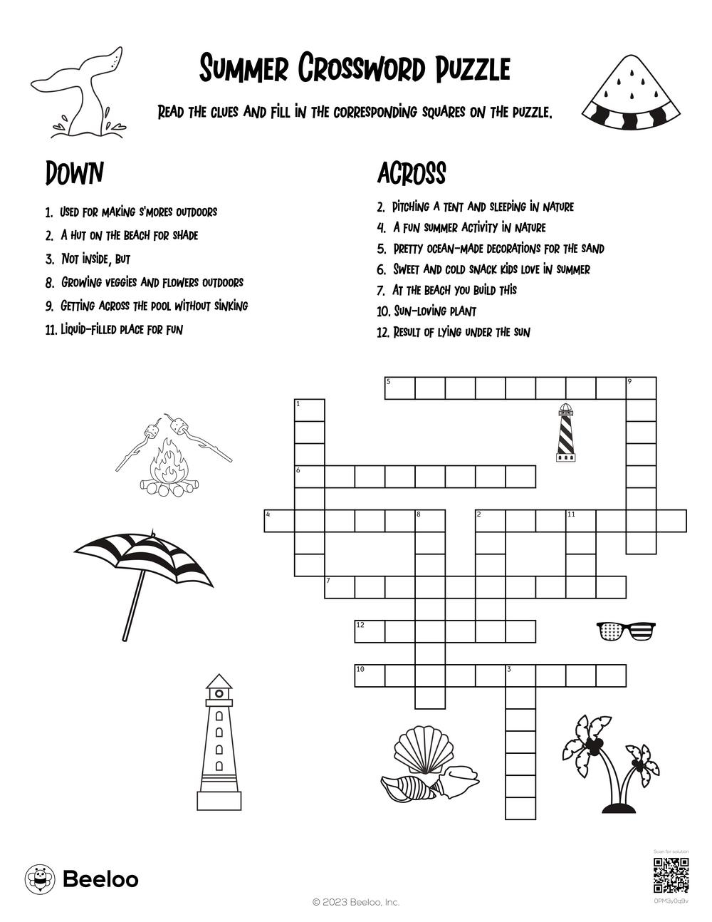 Printable Crossword Puzzles For Kids Age 8