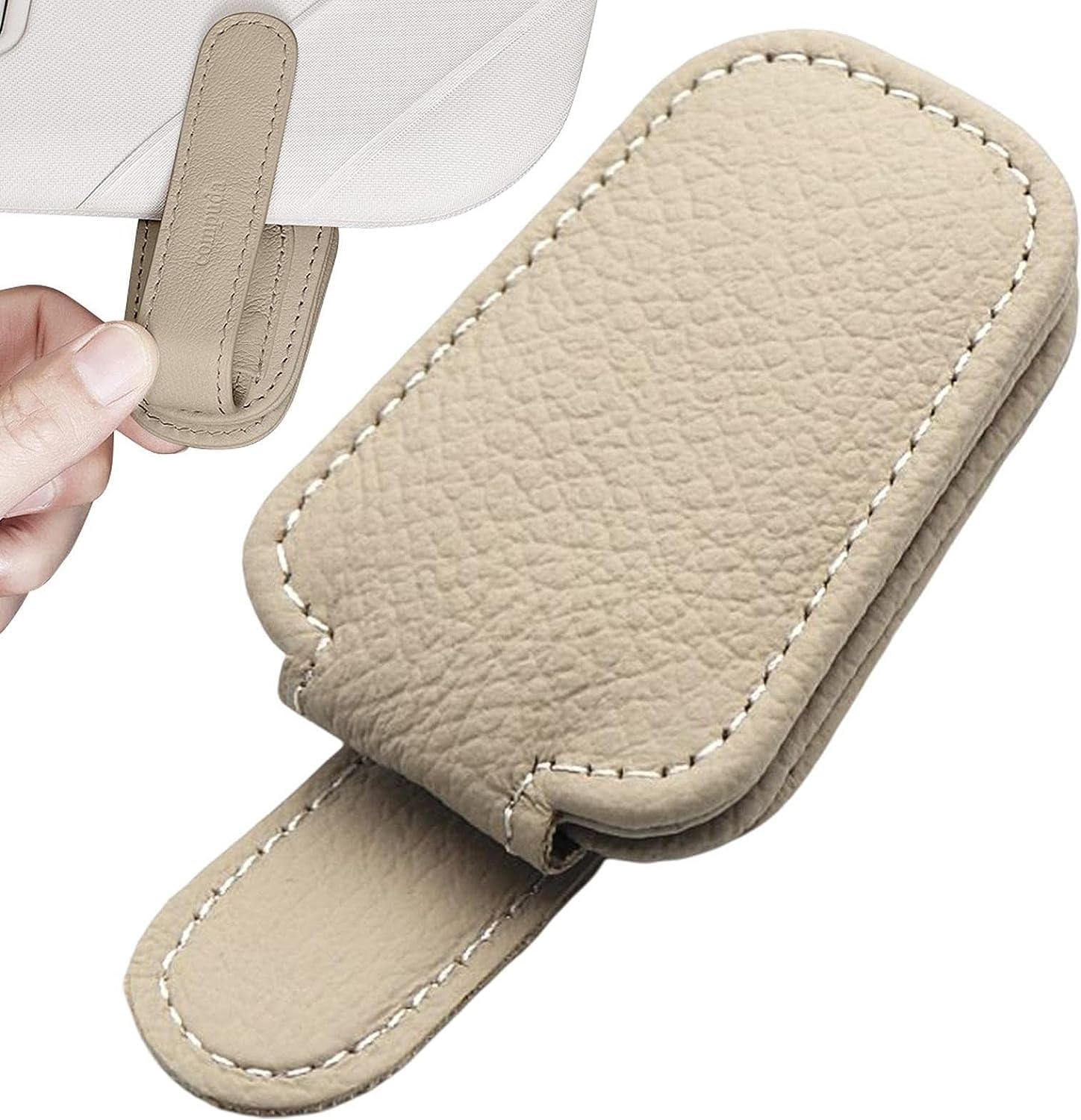 Sunglasses Holder For Car Qirc Leather 2PCS Car Sunglasses 