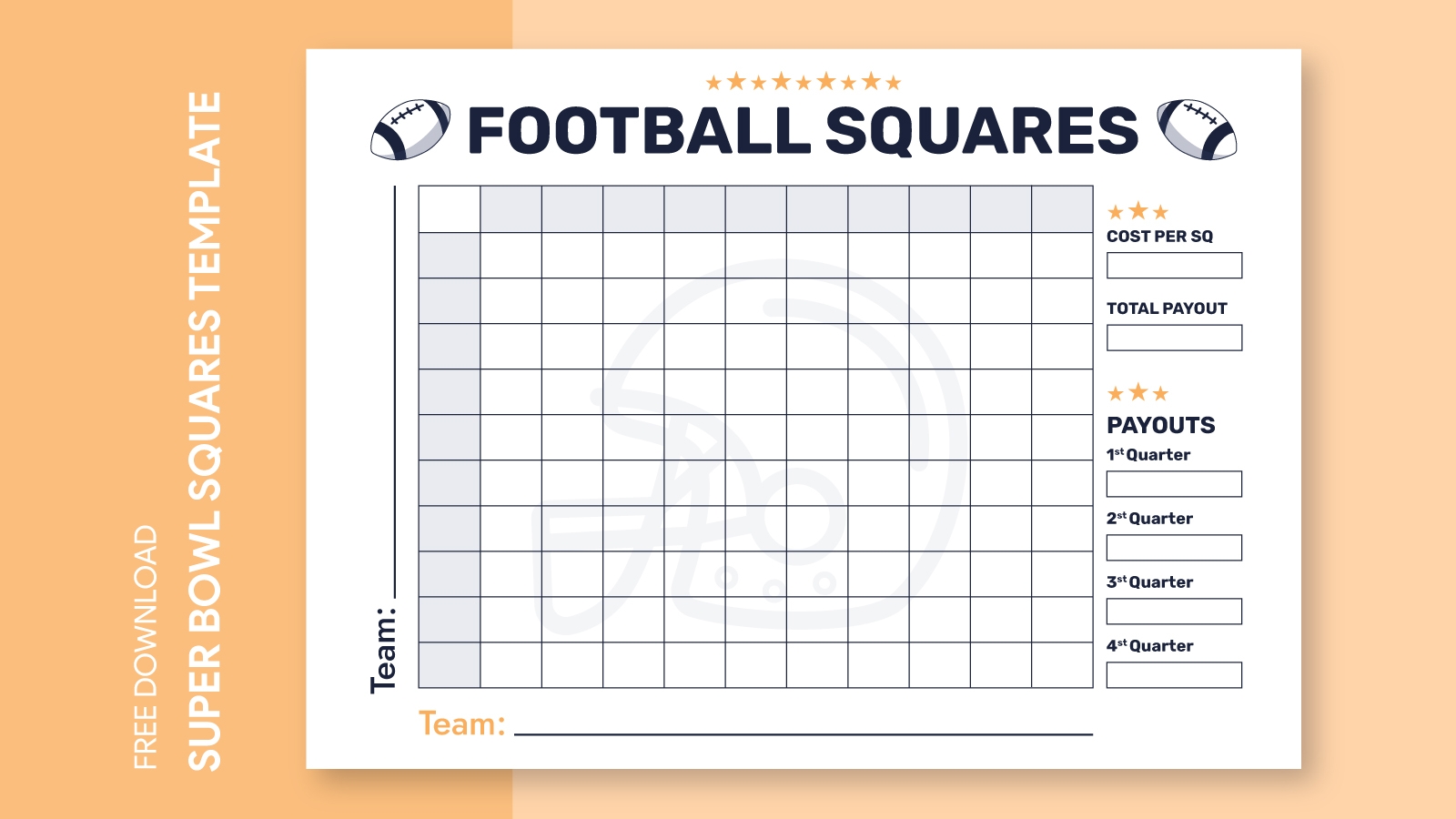 Template Blank Free Printable Football Squares 100