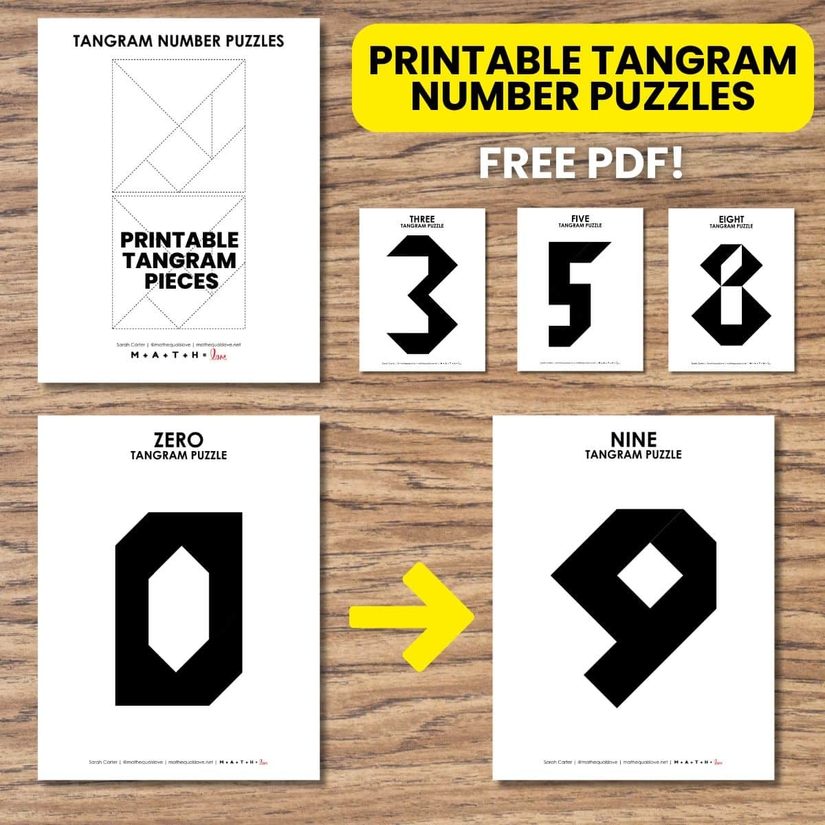 Tangram Number Puzzles 0 9 Math Love