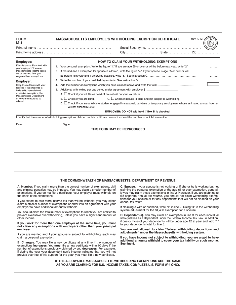 Tax Exempt Form Ma Printable