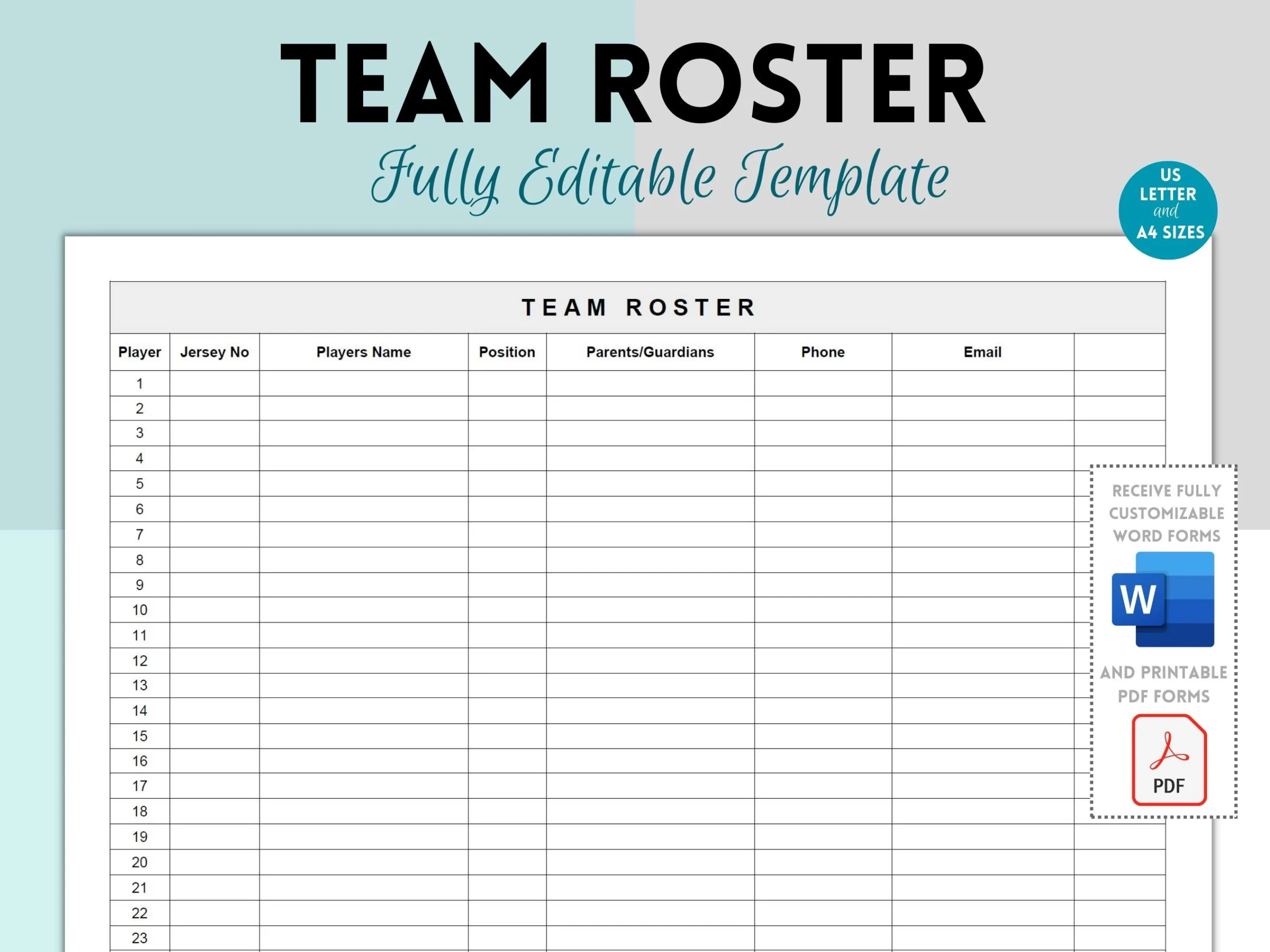 Printable Roster Template