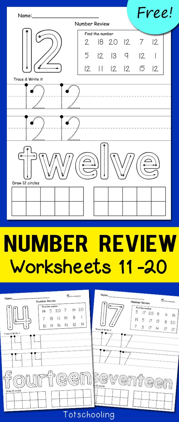 Teen Number Worksheets 11 20 Totschooling Toddler Preschool 