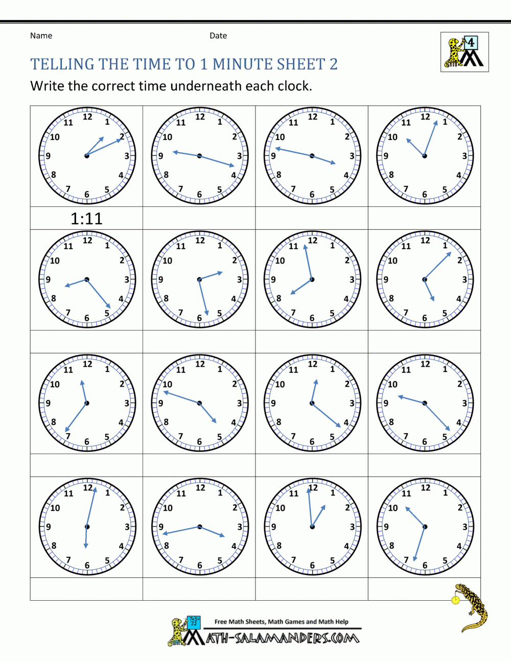 Learning Time Worksheets Printable